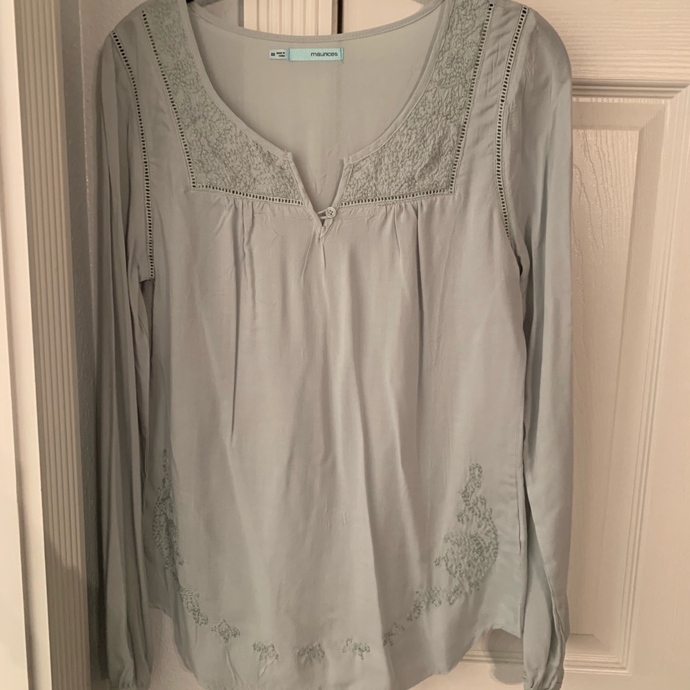 mint green detailed blouse